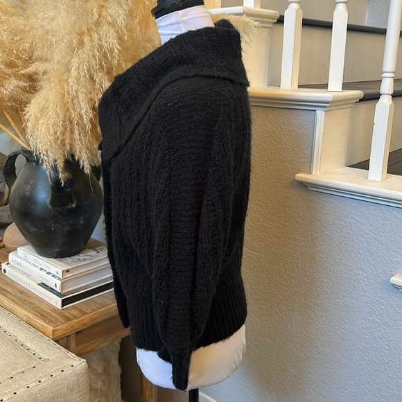 FREE PEOPLE BLACK TEXTURED DOLMAN CARDIGAN Sz Small WOOL BLEND XS - Picture 4 of 7